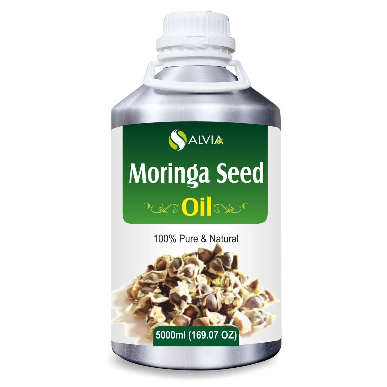 Salvia Natural Carrier Oils 5000ml Moringa Seed Oil (Moringa-Oleifera) 100% Pure & Natural Carrier Oil Rejuvenates skin, Body, Skin & Hair Care, Healing Properties